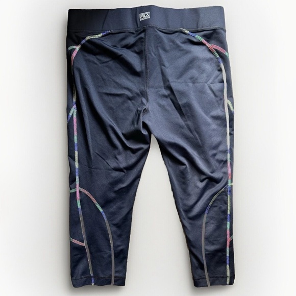 Fila Capri Women Black Medium M Mid Rise Pull On Activewear Yoga Compression - Picture 2 of 8